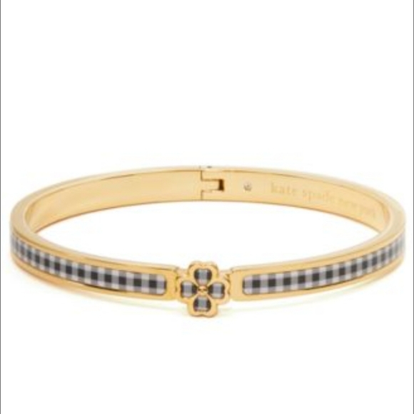 Kate Spade New York Gold-Tone Spade Flower Thin Printed Bangle Bracelet - Picture 2 of 3